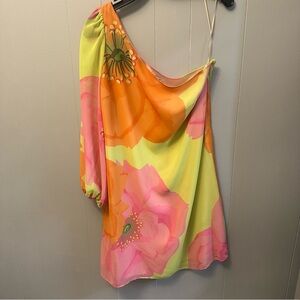 Trina Turk Vibrant Floral One-Shoulder Dress